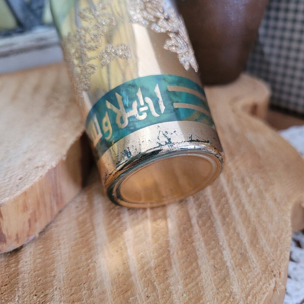 12 Vintage Drinking Glasses from Korea - Orange, Turquoise & Gold Roses - Picture 9 of 15